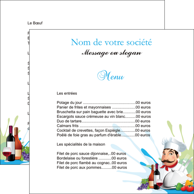 modele flyers metiers de la cuisine menu restaurant restaurant francais MLIGLU26950