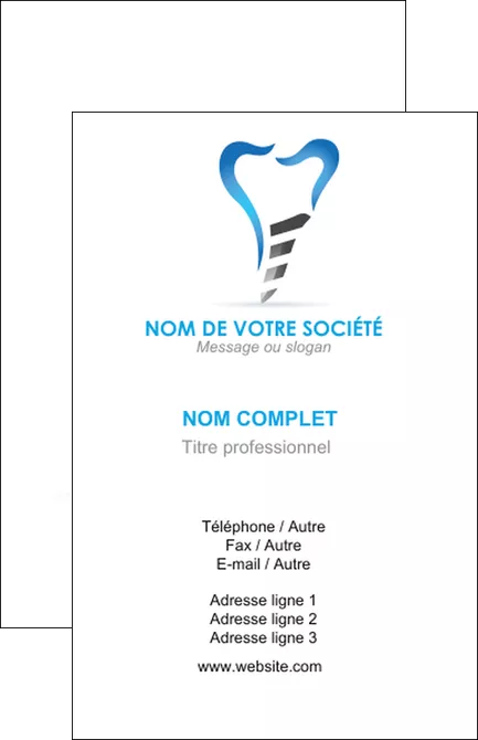personnaliser modele de carte de visite dentiste dents soins dentaires caries MID27274