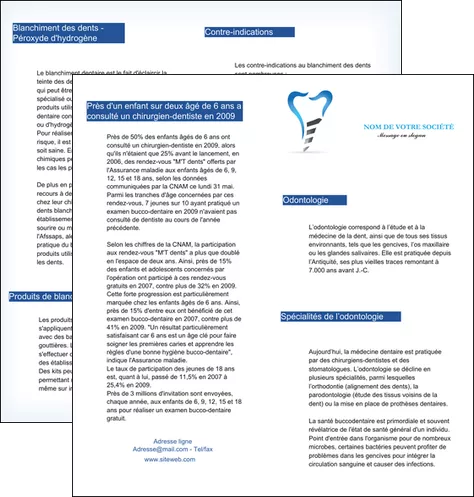creation graphique en ligne depliant 2 volets  4 pages  dentiste dents soins dentaires caries MIFBE27276