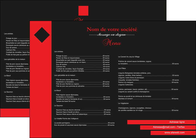 imprimer set de table menu restaurant restaurant francais MMIF27860