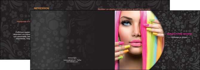 exemple depliant 2 volets  4 pages  cosmetique coiffure coiffeur coiffeuse MIF28474