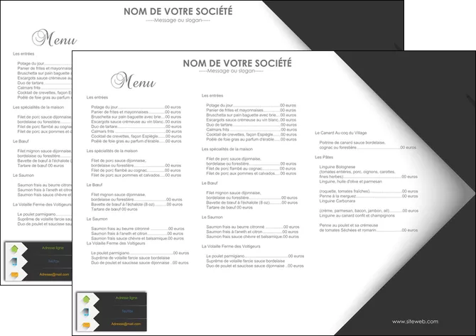 personnaliser maquette set de table restaurant set de table menu set de table menu MLIGLU28744