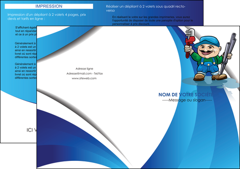 creation graphique en ligne depliant 2 volets  4 pages  plomberie plombier plomberie travail MLGI29396