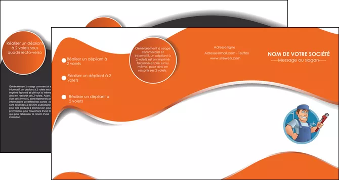 modele depliant 4 volets  8 pages  plomberie travail travailleur casquette MIFBE29496