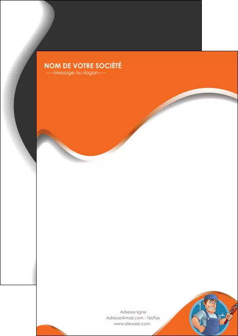 creation graphique en ligne flyers plomberie travail travailleur casquette MMIF29514