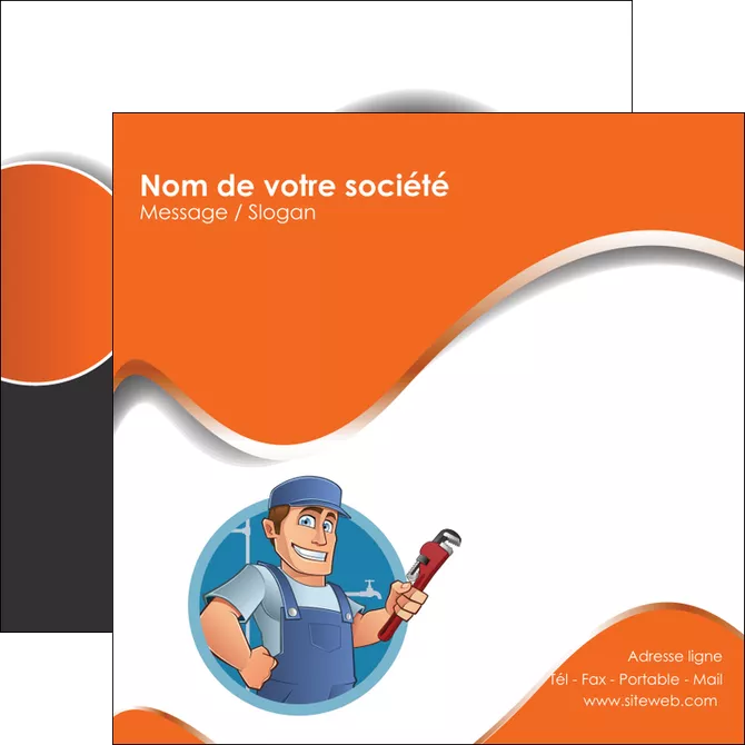 personnaliser maquette flyers plomberie travail travailleur casquette MIFBE29518