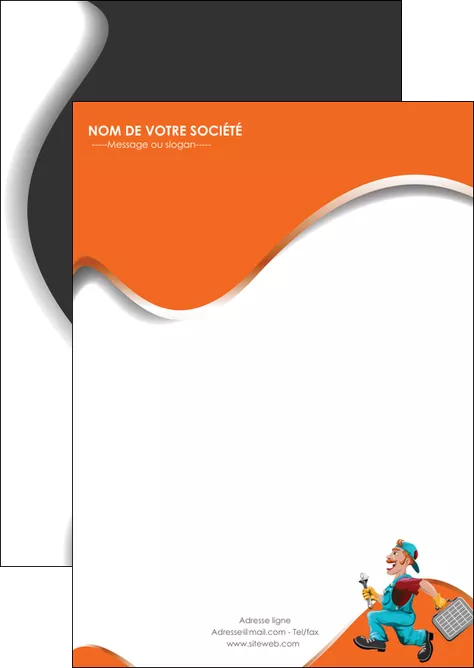 creation graphique en ligne flyers plomberie travail travailleur casquette MIFLU29584