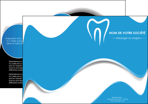 personnaliser maquette depliant 2 volets  4 pages  dentiste dents dentiste dentisterie MIDBE29678