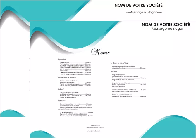 impression set de table metiers de la cuisine menu restaurant carte MIFBE31146