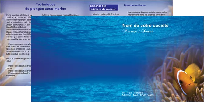 creation graphique en ligne depliant 2 volets  4 pages  paysage belle photo nemo poisson MIFBE33476