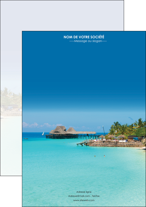 personnaliser modele de flyers paysage plage vacances tourisme MID33814