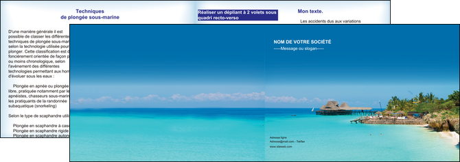 maquette en ligne a personnaliser depliant 2 volets  4 pages  paysage plage vacances tourisme MIDBE33830