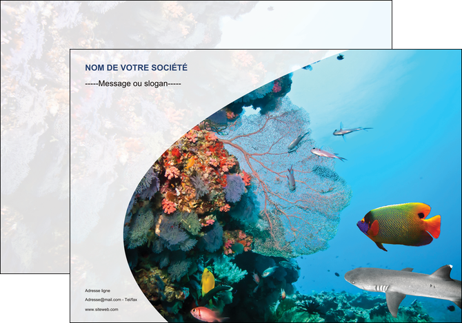 creation graphique en ligne affiche chasse et peche plongeur corail poissons MID33872