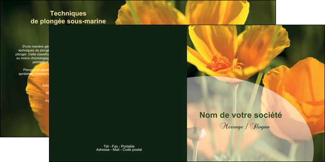 maquette en ligne a personnaliser depliant 2 volets  4 pages  agriculture fleurs bouquetier horticulteur MLIGCH34146