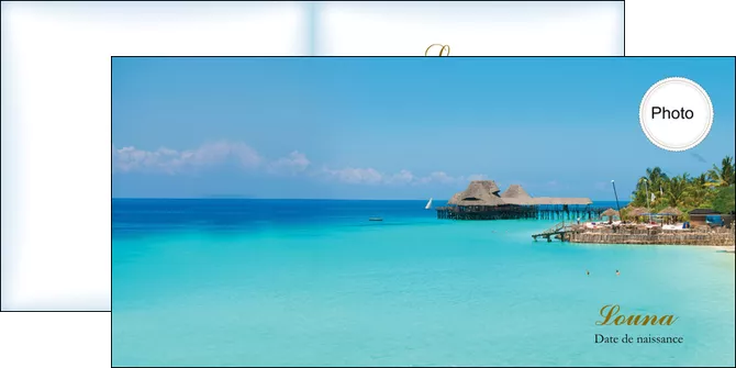 creer modele en ligne depliant 2 volets  4 pages  paysage faire part de naissance carte pour naissance plages MLGI34350