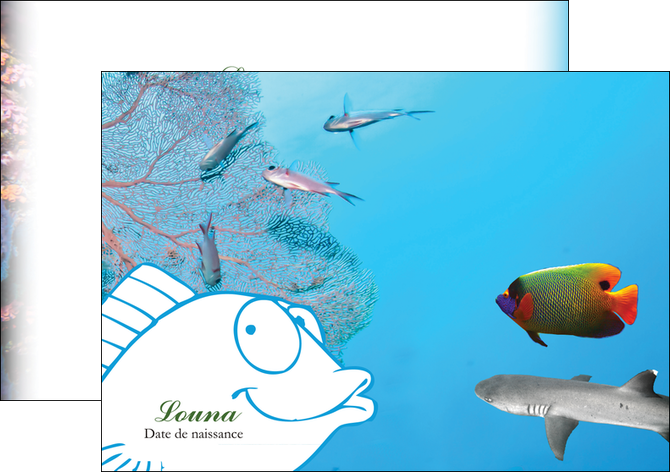 modele en ligne flyers chasse et peche plongeur corail poissons MID34430
