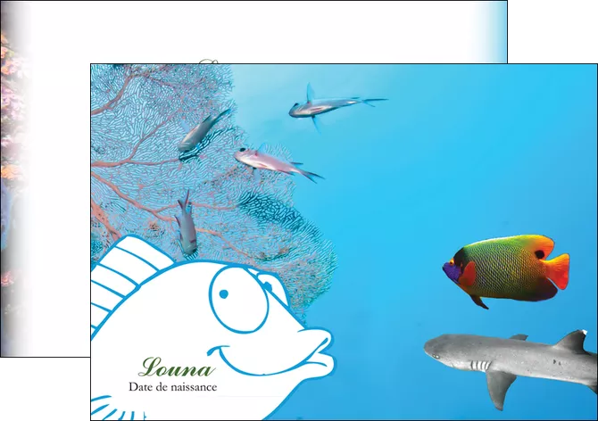 modele en ligne flyers chasse et peche plongeur corail poissons MIFLU34430