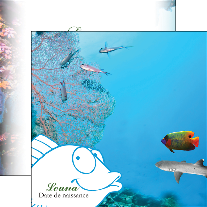 modele en ligne flyers chasse et peche plongeur corail poissons MIF34434