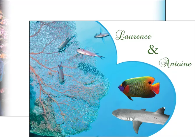 imprimerie flyers chasse et peche plongeur corail poissons MLGI34442