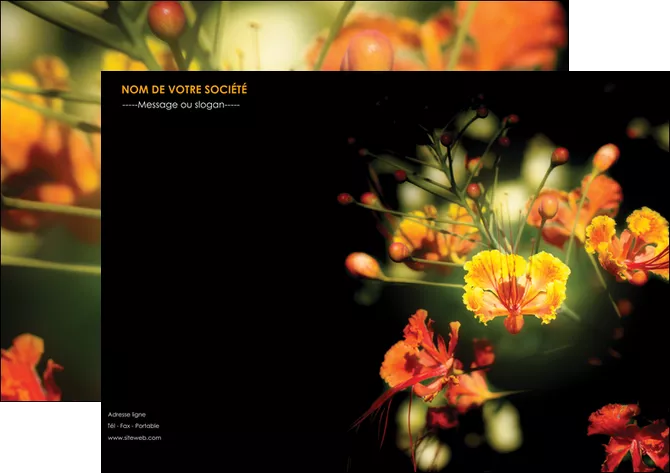 modele affiche fleuriste et jardinage fleur luxe noire MLGI34792