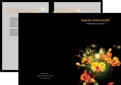 modele en ligne depliant 2 volets  4 pages  fleuriste et jardinage fleur luxe noire MLIG34804