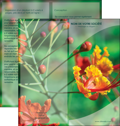 personnaliser modele de depliant 2 volets  4 pages  fleuriste et jardinage nature colore couleurs MLGI34920