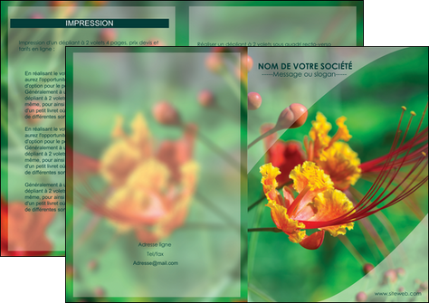 modele en ligne depliant 2 volets  4 pages  fleuriste et jardinage nature colore couleurs MLGI34922