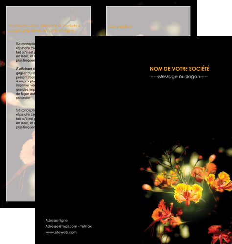 personnaliser modele de depliant 2 volets  4 pages  fleuriste et jardinage fleurs printemps jardin MLGI35154