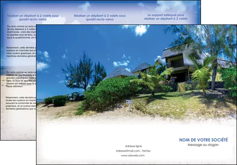 personnaliser modele de depliant 3 volets  6 pages  sejours agence immobilier ile maurice villa MLGI35188