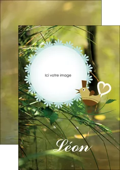 personnaliser modele de flyers faire part de naissance vert nature MLIGLU35342