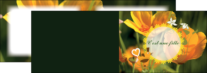 creation graphique en ligne depliant 2 volets  4 pages  fleurs faire part de naissance jaune MIDBE36012