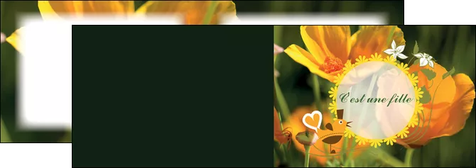 creation graphique en ligne depliant 2 volets  4 pages  fleurs faire part de naissance jaune MID36012