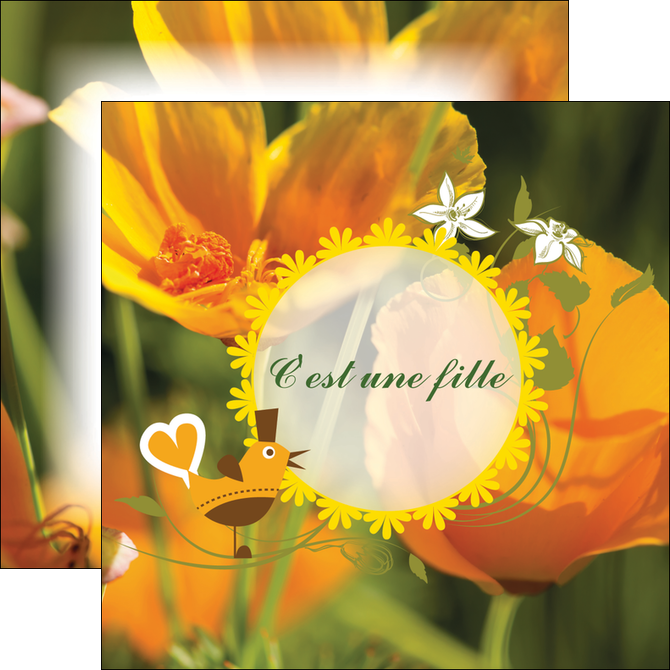 creer modele en ligne flyers fleurs faire part de naissance jaune MLIGBE36018