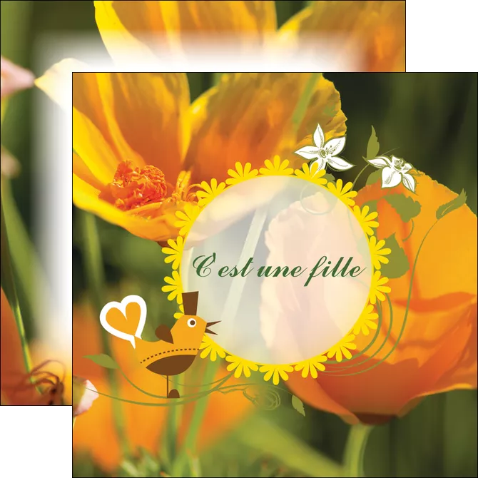 creer modele en ligne flyers fleurs faire part de naissance jaune MID36018