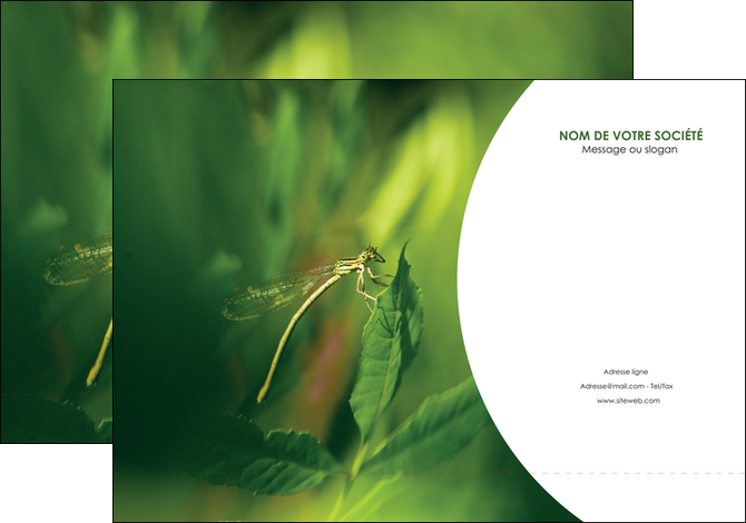 imprimerie pochette a rabat vert libellule nature MLGI36516