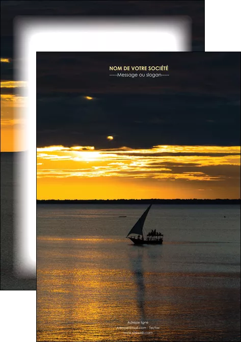 modele en ligne affiche sejours pirogue couche de soleil mer MLGI36904