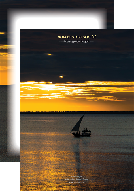 imprimer affiche sejours pirogue couche de soleil mer MLIP36906
