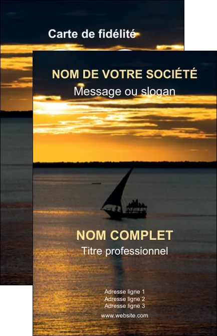imprimer carte de visite sejours pirogue couche de soleil mer MIFCH36922