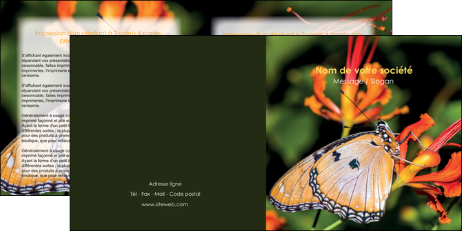 cree depliant 2 volets  4 pages  belle photo de papillon macro couleur MLGI36980
