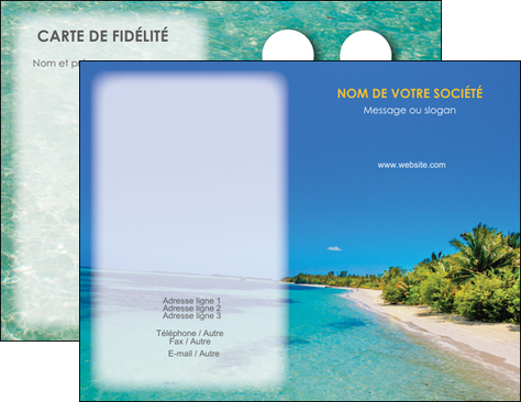 modele carte de visite sejours plage sable mer MIDCH37066