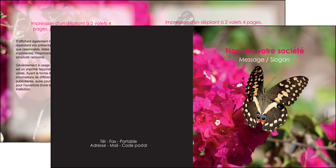 modele en ligne depliant 2 volets  4 pages  agriculture papillons fleurs nature MLGI37108
