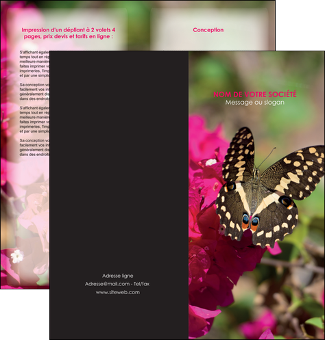 cree depliant 2 volets  4 pages  agriculture papillons fleurs nature MLGI37110