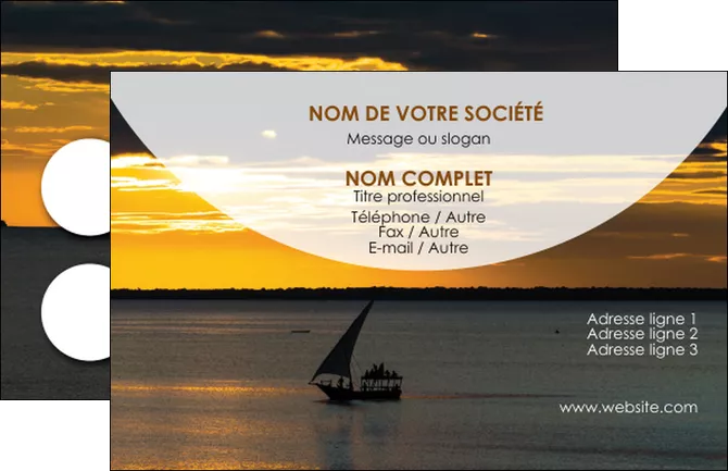 maquette en ligne a personnaliser carte de visite sejours paysage mer pirogue MLGI37148