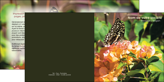 realiser depliant 2 volets  4 pages  fleuriste et jardinage papillons fleurs jardin MLGI37290