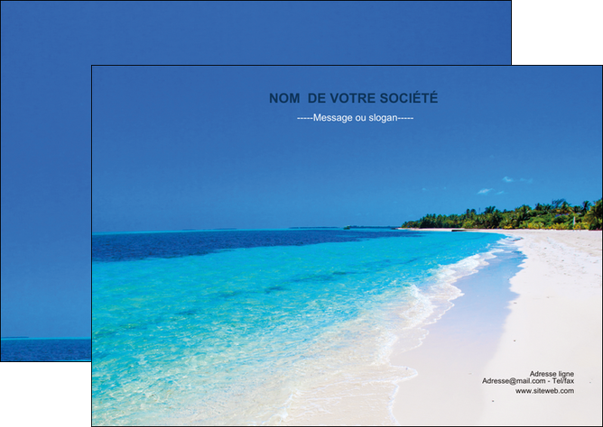 maquette en ligne a personnaliser flyers sejours plage mer sable blanc MIDCH37566