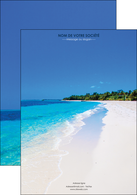 personnaliser modele de affiche sejours plage mer sable blanc MLIGLU37570