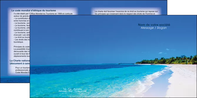 maquette en ligne a personnaliser depliant 2 volets  4 pages  sejours plage mer sable blanc MLGI37580