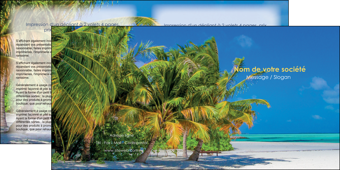 exemple depliant 2 volets  4 pages  paysage plage cocotier sable MIF37718