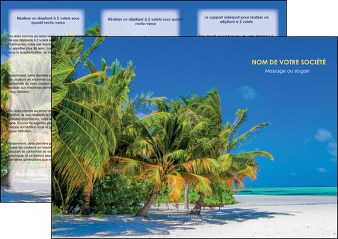 maquette en ligne a personnaliser depliant 3 volets  6 pages  paysage plage cocotier sable MIDBE37722