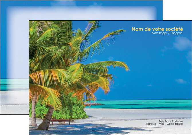 maquette en ligne a personnaliser flyers paysage plage cocotier sable MFLUOO37724